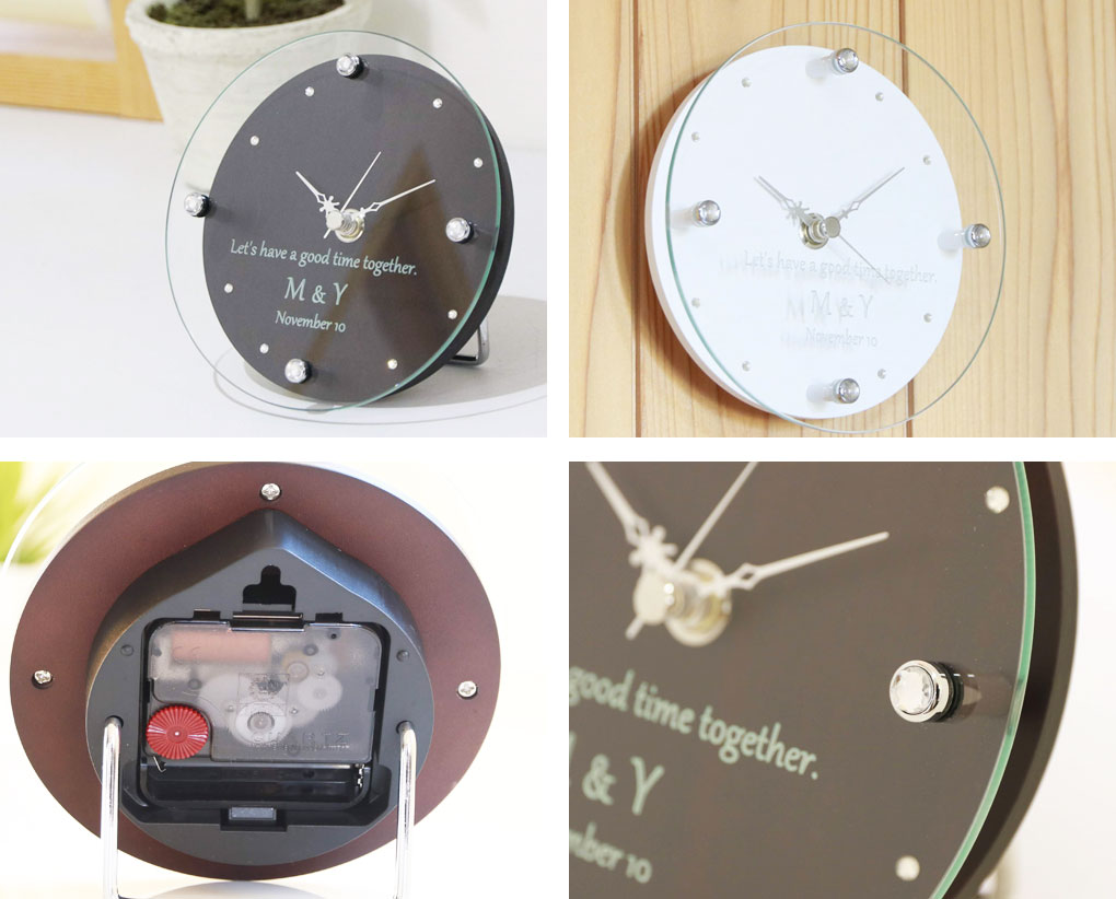 キラキラ ラインストーン オリジナル置き時計 手描き オリジナルデザイン オリジナル記念品のお店 フルオーダーで1個から作ります