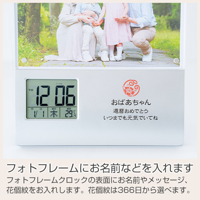 フォトフレームにお名前などを入れます