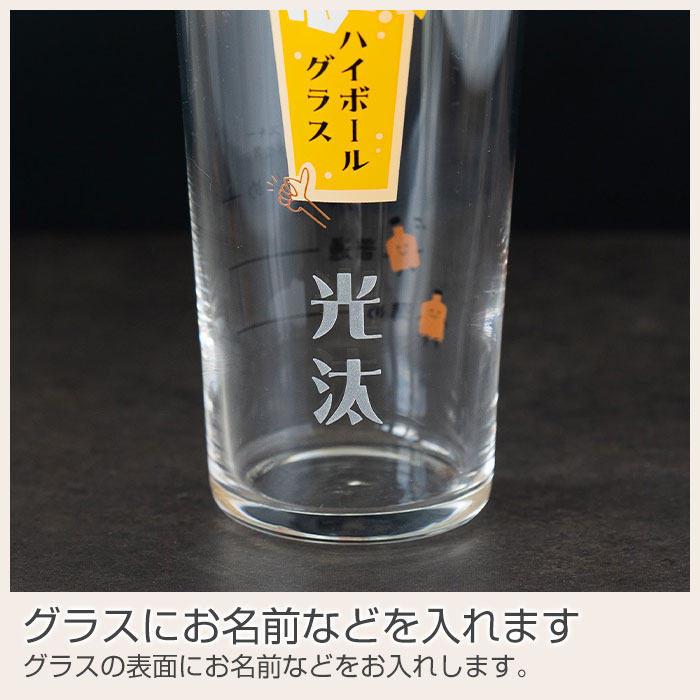 グラスにお名前などを入れます