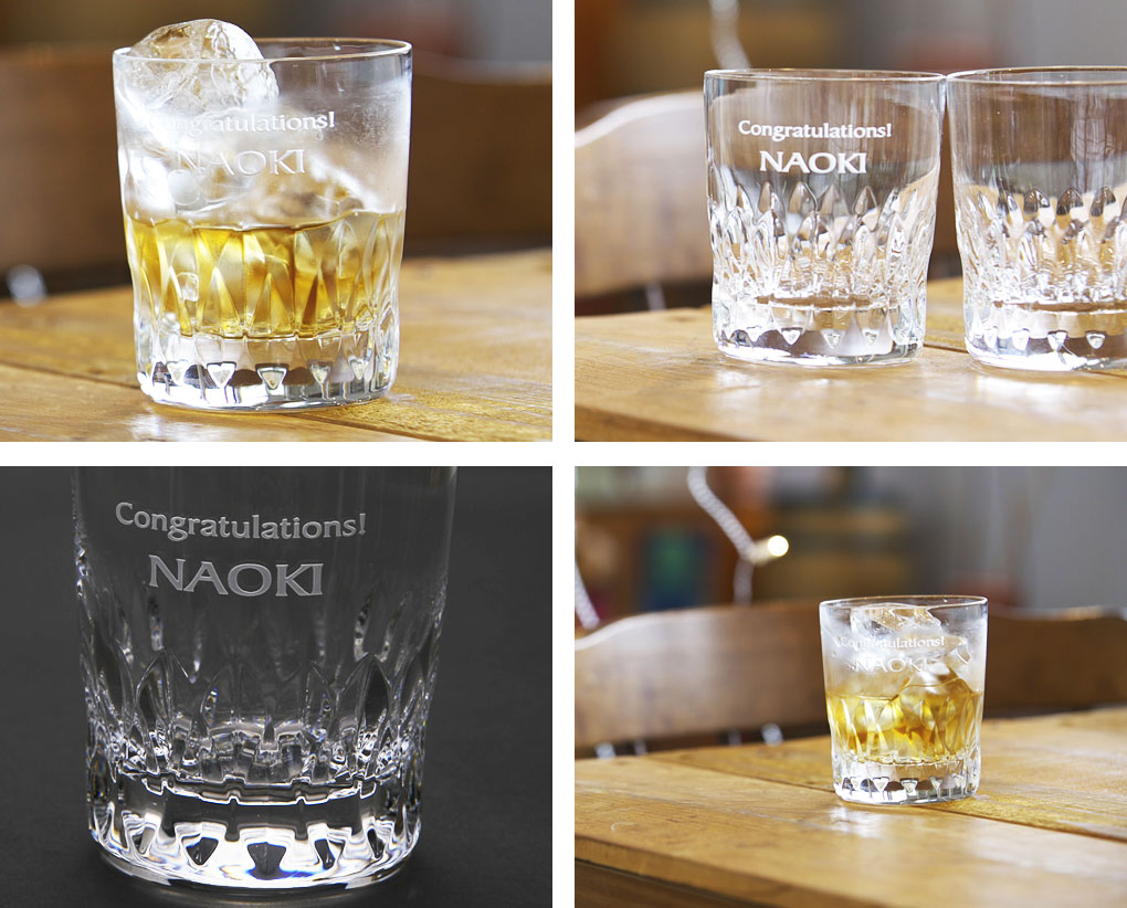 ブリリアントな輝きと存在感が魅力的なウイスキーグラスにオリジナル彫刻を